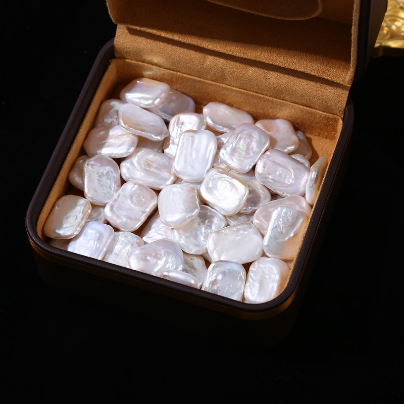 4A 1Pc Undrilled Rectangular Freshwater Baroque Pearl Bead 14×19mm, Natural White Irregular Pearl, DIY Jewelry Making Supplies Wholesale