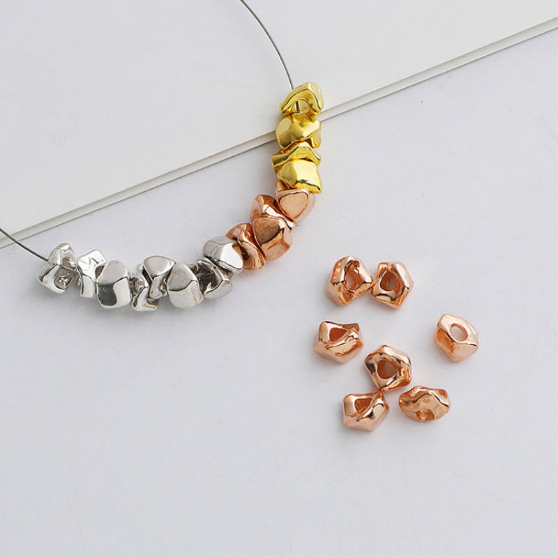 10pcs S925 Silver Irregular Round Spacer Beads