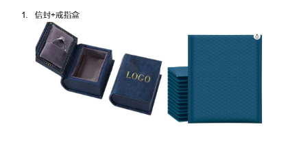 100 Sets Blue Single Slot Ring Boxes with Padded Envelopes - Bulk Jewelry Packaging