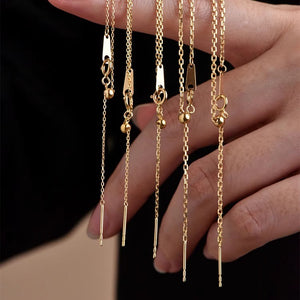 18K Gold Chain Necklace AU750, Adjustable Prime Cross Collarbone Chain Pin Style for Floating Pearl Pendant