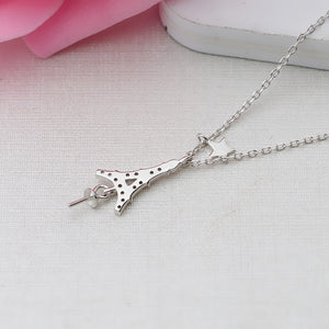 S925 Sterling Silver Eiffel Tower Necklace Pendant Setting