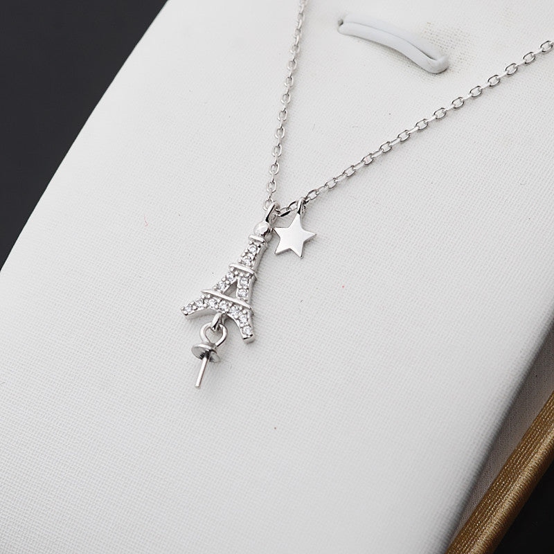 S925 Sterling Silver Eiffel Tower Necklace Pendant Setting