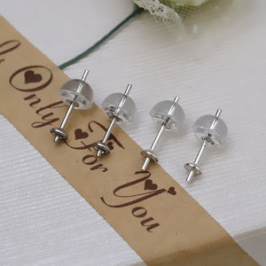 Sterling Silver Posts and Cups for Pearl Stud Earrings