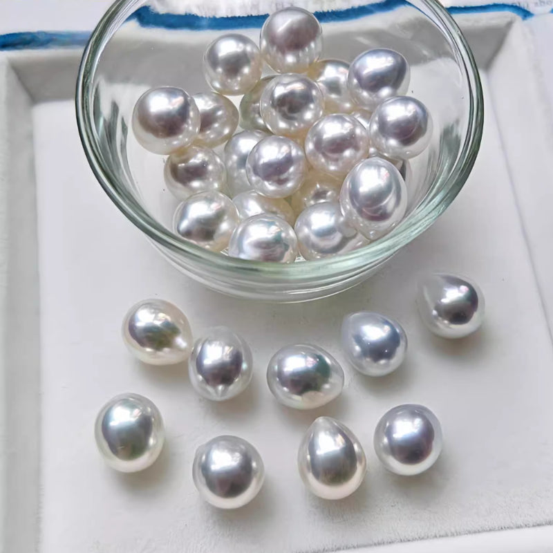 5A 8-13mm Australian White South Sea Pearl, Drop Shape High Luster Silky Surface Single Pearl for Earrings or Pendants, Pearl Wholesale