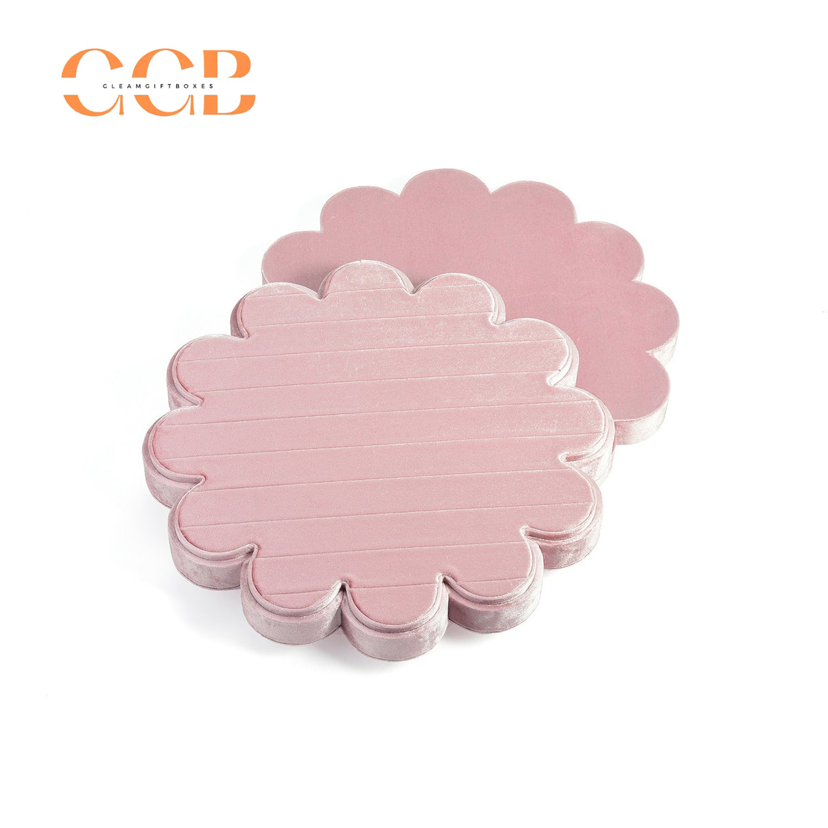 Pink Ring Display Tray, Scalloped Jewelry Organizer, Velvet Ring Holder, Cute Jewelry Display, Gift for Her