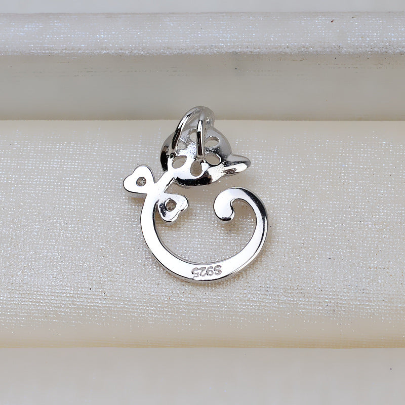 S925 silver cute cat pearl setting for 7-8mm pearl