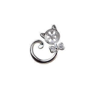 S925 silver cute cat pearl setting for 7-8mm pearl