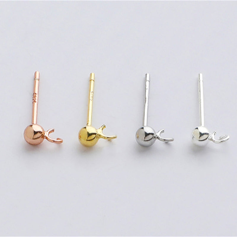 10pcs S925 Sterling Silver Open and Closed Hoop Round Bead Earring Post
