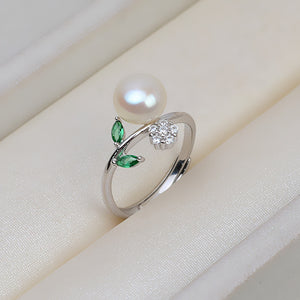 S925 silver leaf ring setting for 5-6mm pearl