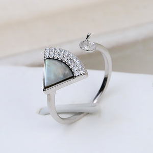 S925 silver mermaid tail natural shell ring setting for 6-9mm pearl