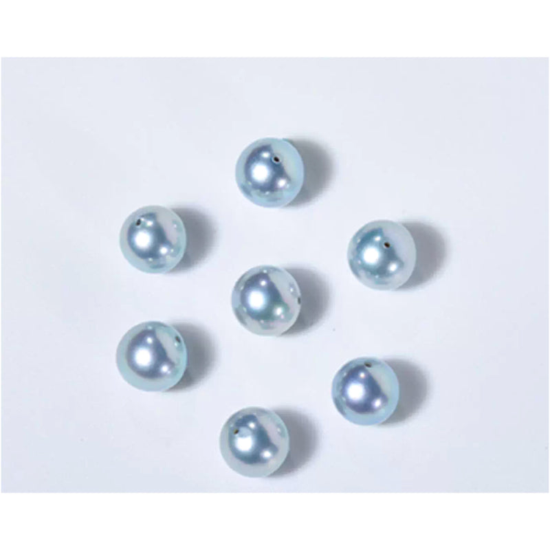 4A 4-10mm Silver Grey Akoya Pearl, Natural Round Loose Pearl with Strong Luster, Undrilled Half Drilled 1mm or Fully Drilled 0.7mm