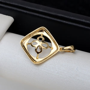 AU750 gold square pendant setting for 8-9mm pearl