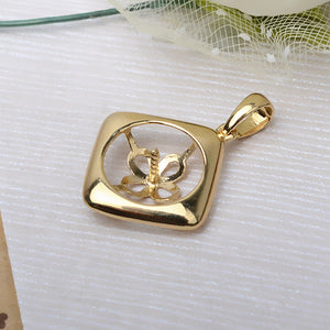 AU750 gold square pendant setting for 8-9mm pearl