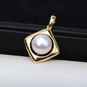 AU750 gold square pendant setting for 8-9mm pearl