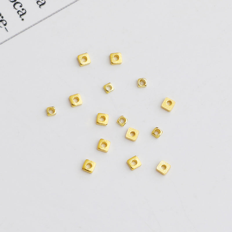 10pcs 1.5-2mm S925 Silver Gold-Plated Square Spacer Beads