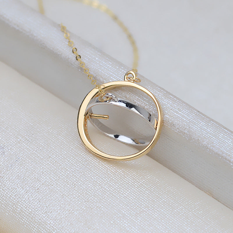 AU750 globe set chain color planet necklace setting for 7-8mm pearl