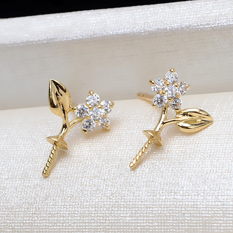 AU750 flower earrings setting for 7-12mm pearl