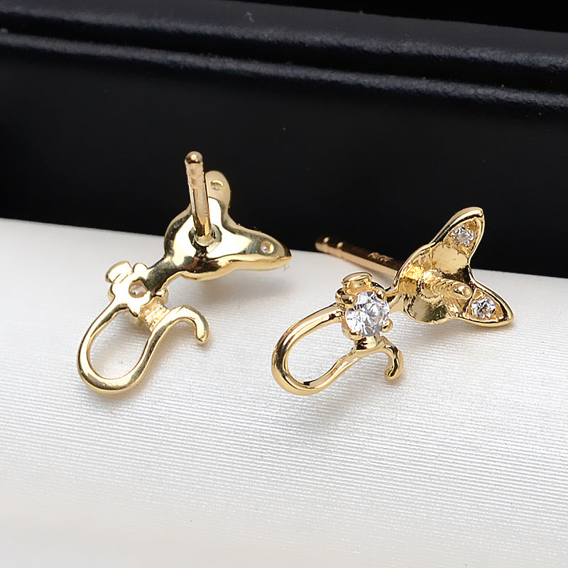 AU750 cat earrings setting for 4-5mm pearl