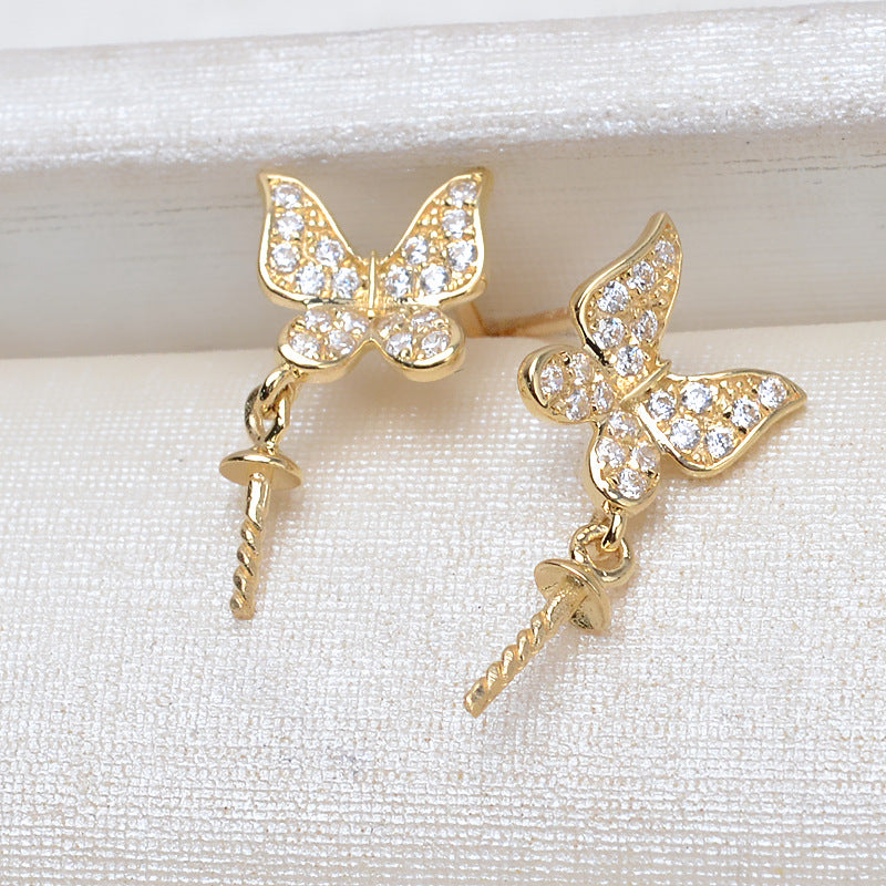 AU750 butterfly earrings settings for 7-13mm pearl