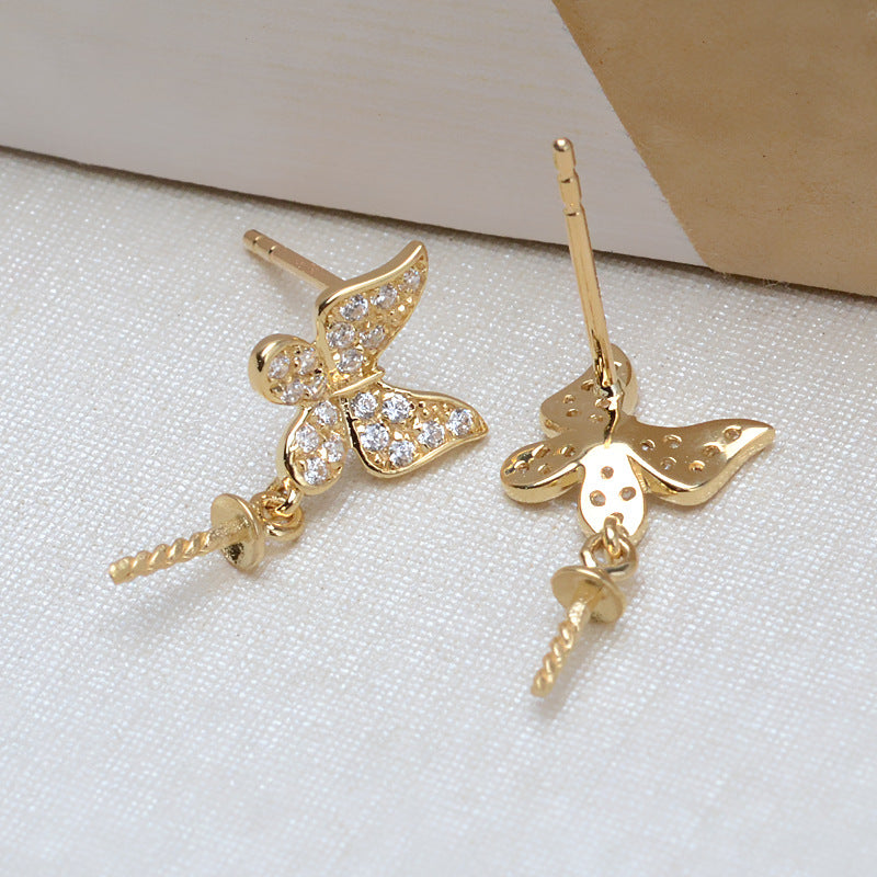 AU750 butterfly earrings settings for 7-13mm pearl