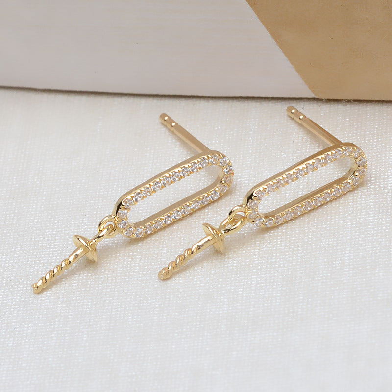 AU750 paper clip earrings setting for 7-13mm pearl