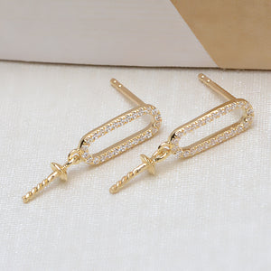 AU750 paper clip earrings setting for 7-13mm pearl