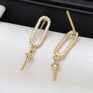 AU750 paper clip earrings setting for 7-13mm pearl