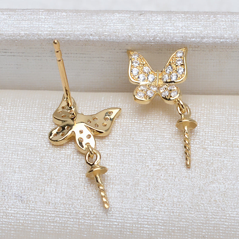 AU750 butterfly earrings settings for 7-13mm pearl