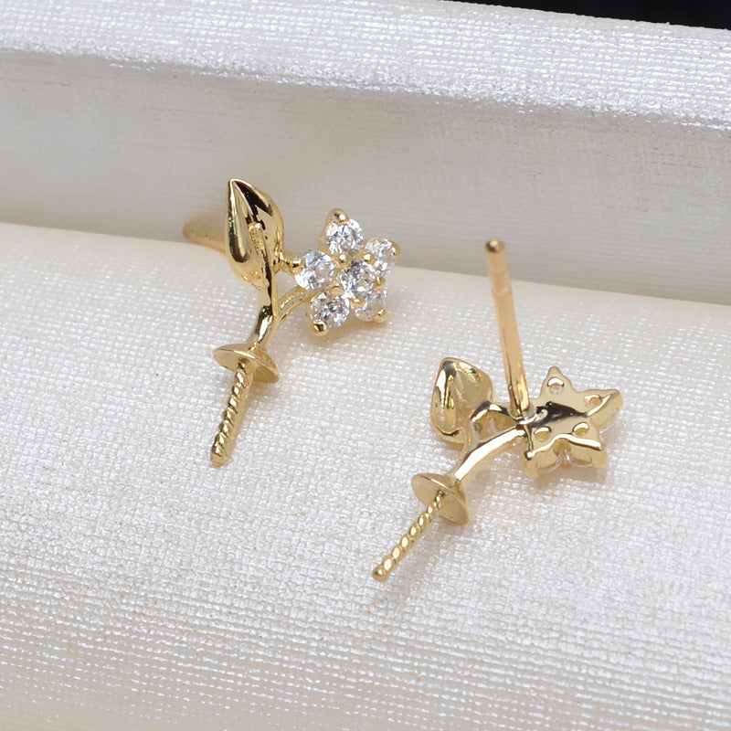 AU750 flower earrings setting for 7-12mm pearl