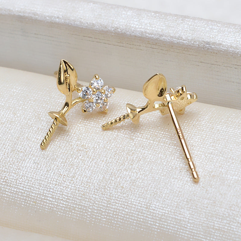 AU750 flower earrings setting for 7-12mm pearl