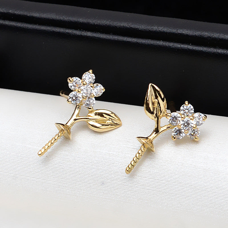 AU750 flower earrings setting for 7-12mm pearl