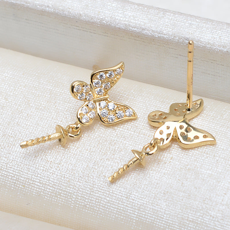 AU750 butterfly earrings settings for 7-13mm pearl