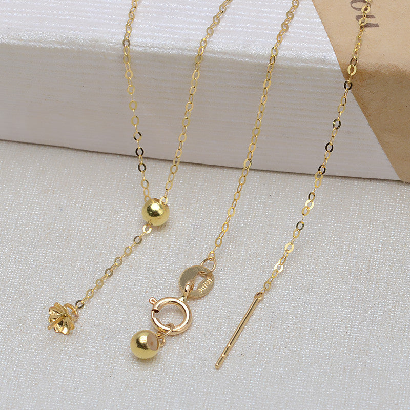 AU750 Solid Gold Y Necklace Chain Setting for 4–8mm Pearls, 48cm Adjustable
