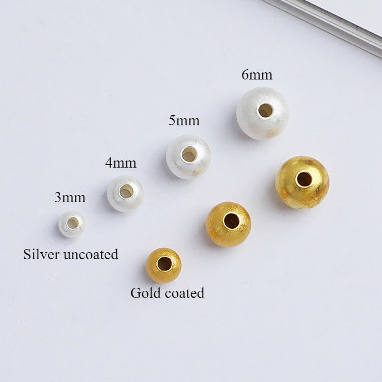 50pcs 2-6mm S925 Sterling Silver Frosted Matte Spacer Beads