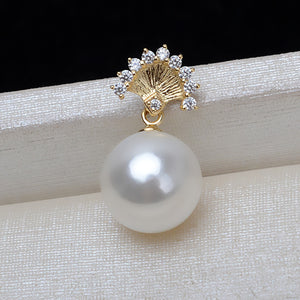 AU750 gold fan-shaped pendant setting for 7-13mm pearl