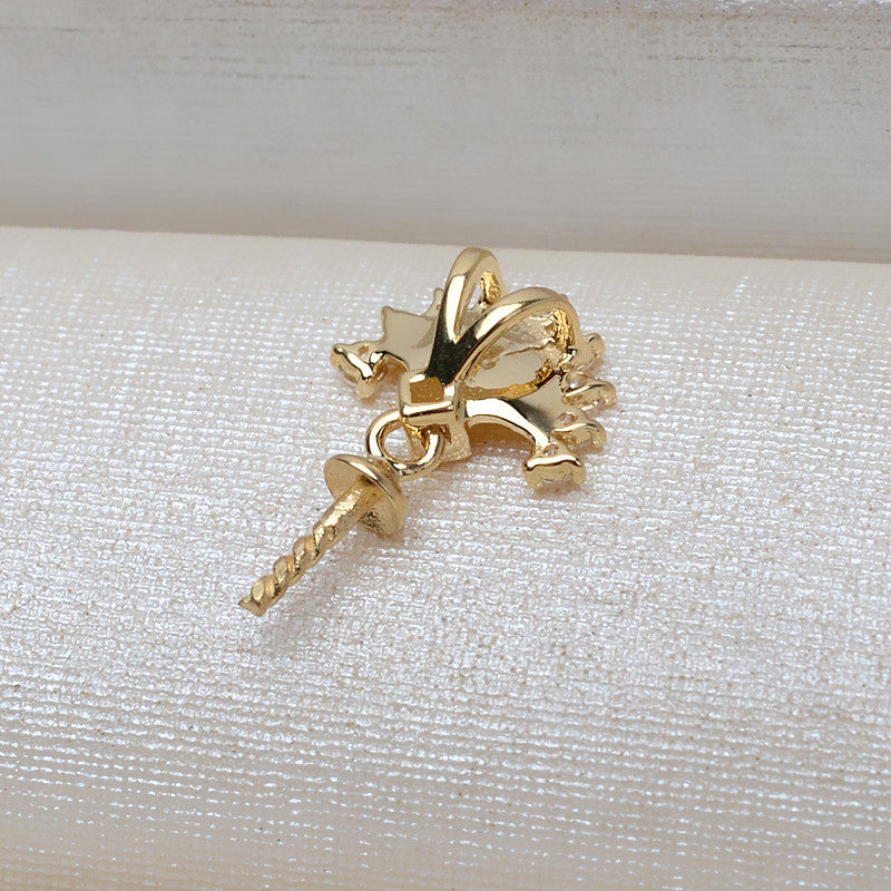 AU750 gold fan-shaped pendant setting for 7-13mm pearl