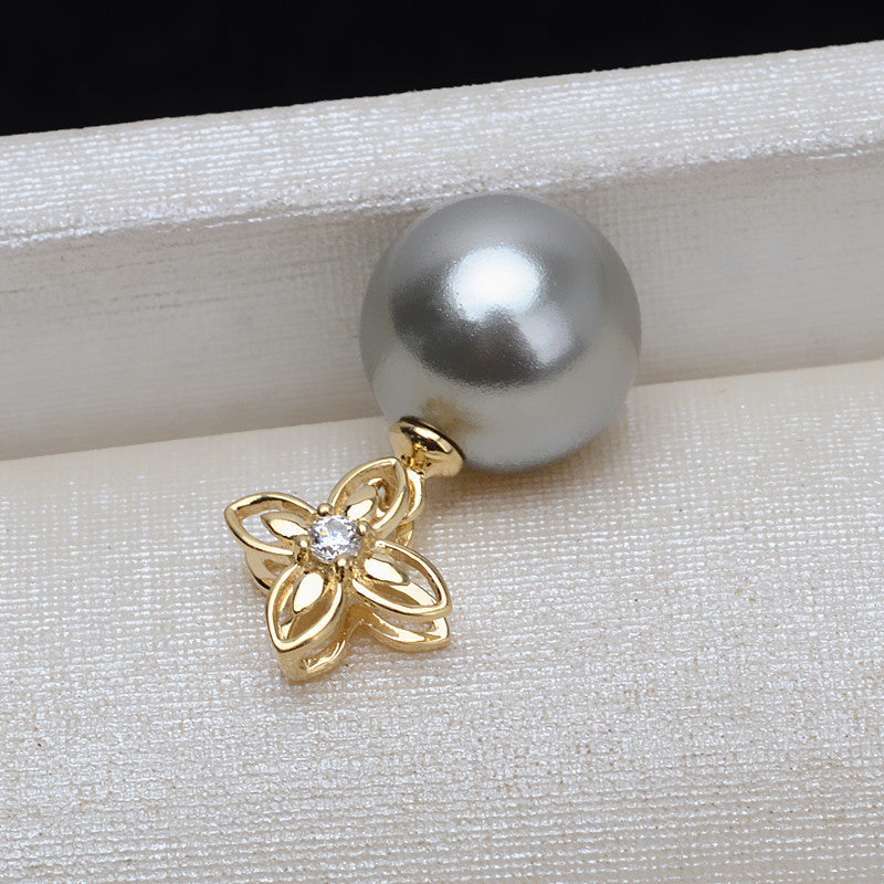 AU750 gold flower-shaped pendant bail for 7-13 pearl