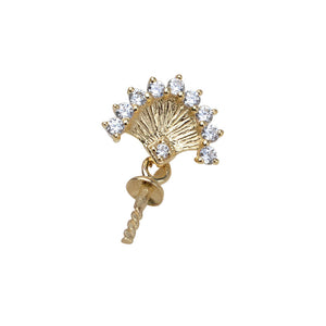 AU750 gold fan-shaped pendant setting for 7-13mm pearl