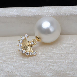 AU750 gold fan-shaped pendant setting for 7-13mm pearl