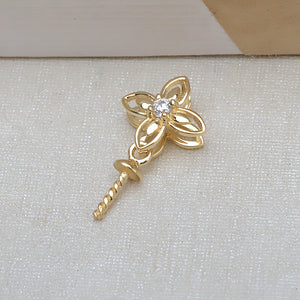 AU750 gold flower-shaped pendant bail for 7-13 pearl