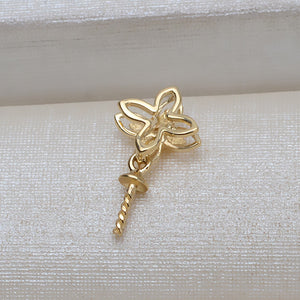 AU750 gold flower-shaped pendant bail for 7-13 pearl