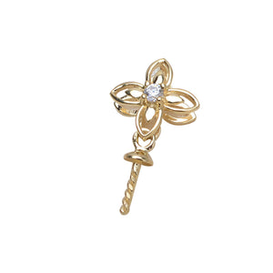 AU750 gold flower-shaped pendant bail for 7-13 pearl