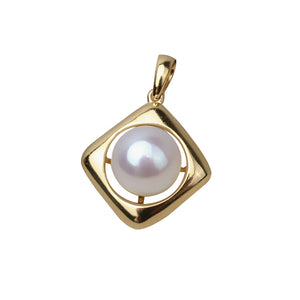 AU750 gold square pendant setting for 8-9mm pearl