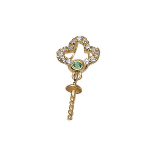 AU750 gold clover necklace pendant setting