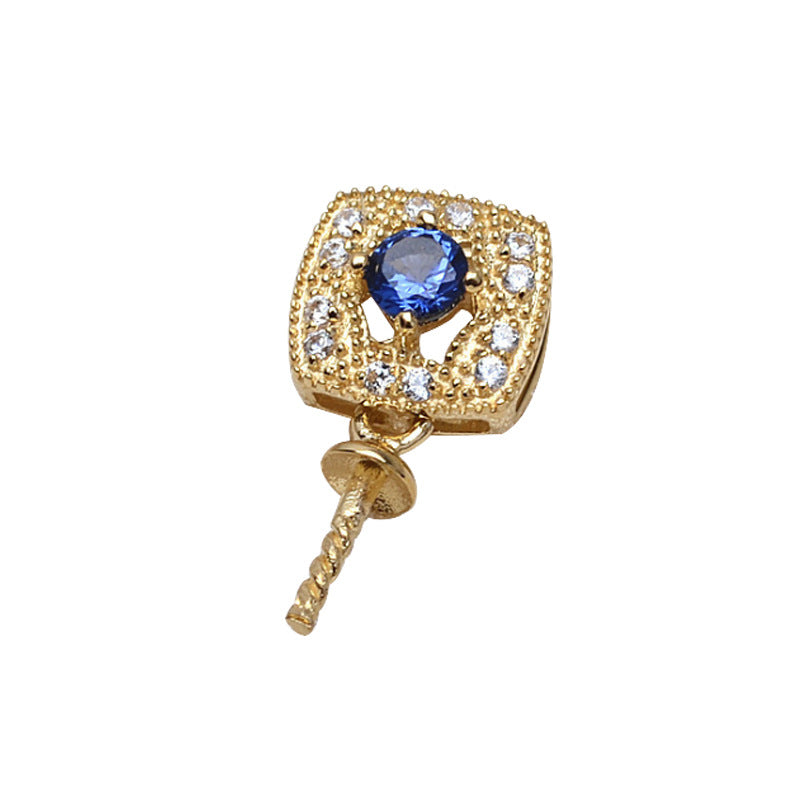 AU750 gold blue stone pendant setting for 7-13mm pearl