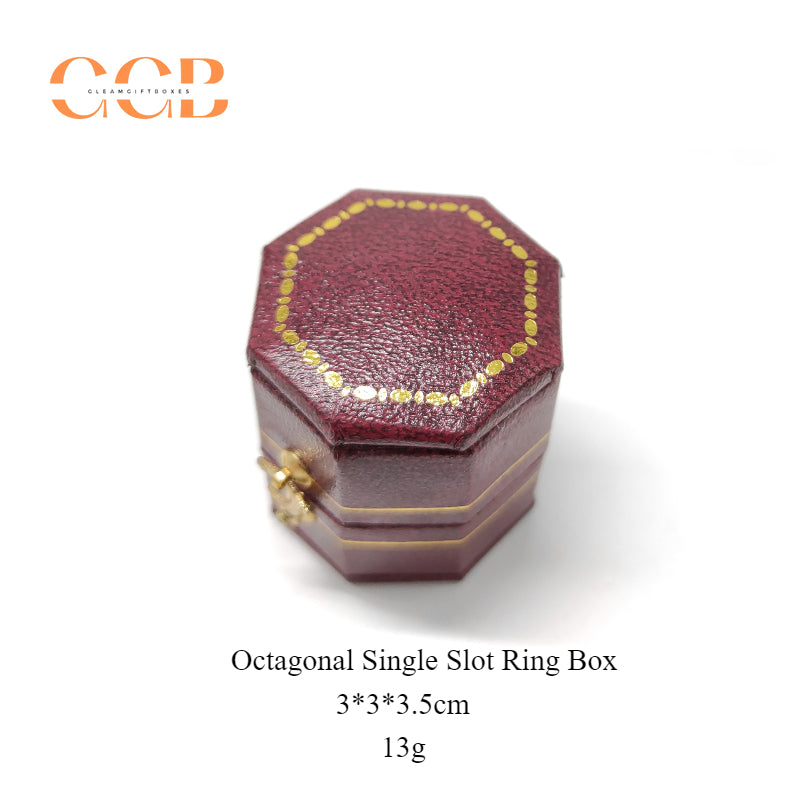 Octagon Vintage Velvet PU Leather Ring Box for Proposal or Wedding