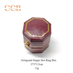 Octagon Vintage Velvet PU Leather Ring Box for Proposal or Wedding