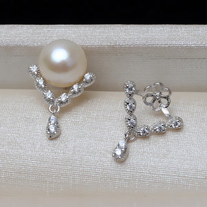 S925 silver V-shaped earrings setting for 8-9mm pearl