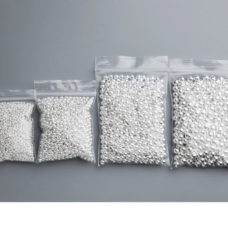 2-5mm Wholesale S925 Sterling Silver Beads by Gram, Pearlescent Round Beads