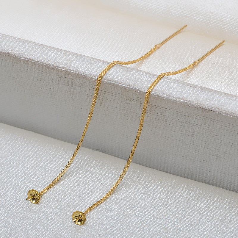 18k Gold Threader Earrings for 3–8mm Pearls, AU750 in 3 Colors